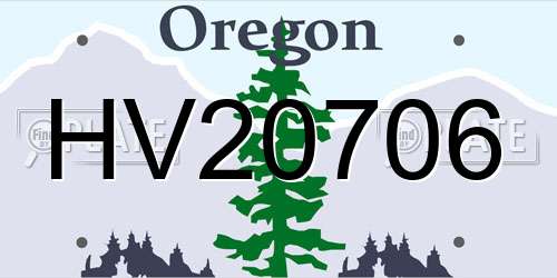 HV20706 Oregon License Plate