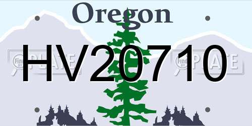 HV20710 Oregon License Plate