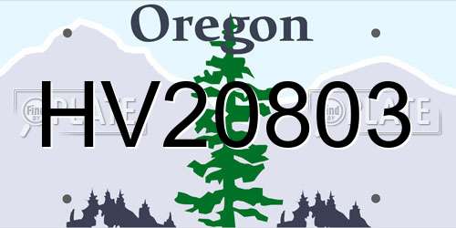 HV20803 Oregon License Plate