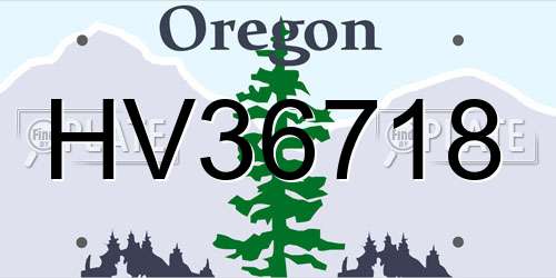 HV36718 Oregon License Plate