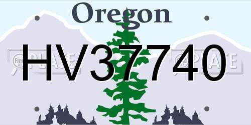 HV37740 Oregon License Plate