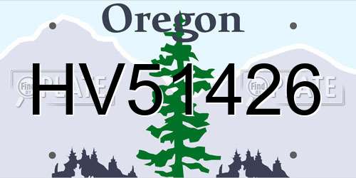 HV51426 Oregon License Plate