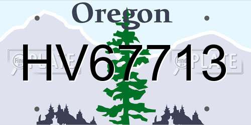 HV67713 Oregon License Plate