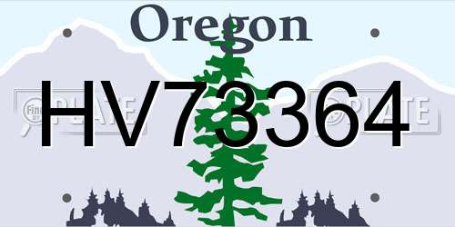 HV73364 Oregon License Plate
