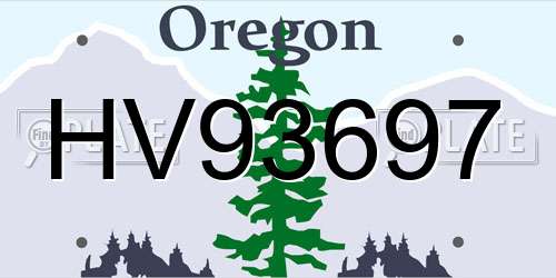 HV93697 Oregon License Plate