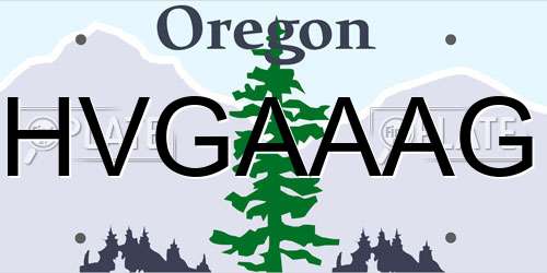 HVGAAAG Oregon License Plate