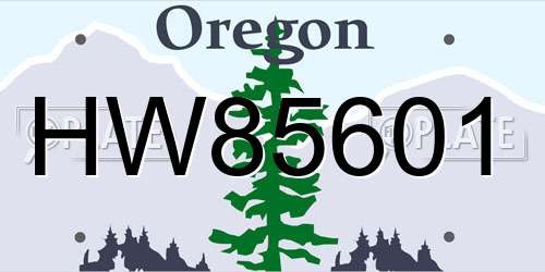 HW85601 Oregon License Plate
