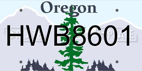 HWB8601 Oregon License Plate