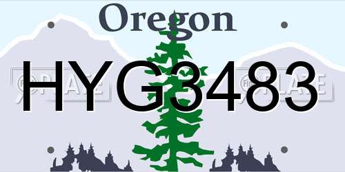 HYG3483 Oregon License Plate