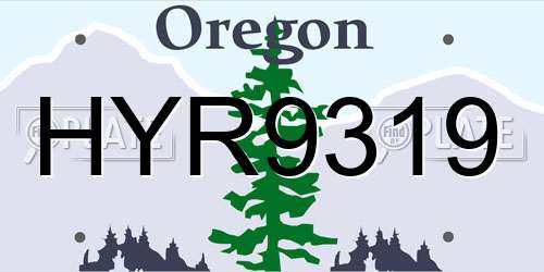 HYR9319 Oregon License Plate
