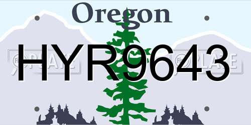 HYR9643 Oregon License Plate