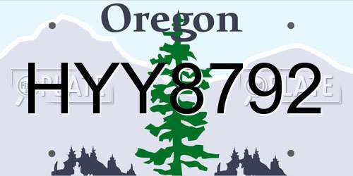 HYY8792 Oregon License Plate