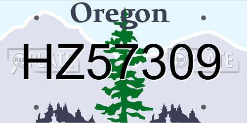 HZ57309 Oregon License Plate