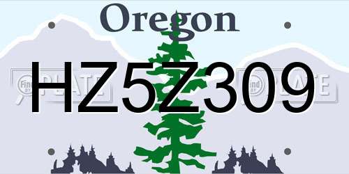 HZ5Z309 Oregon License Plate
