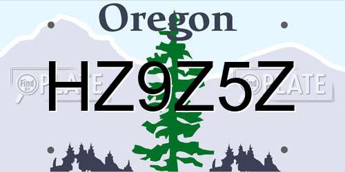 HZ9Z5Z Oregon License Plate