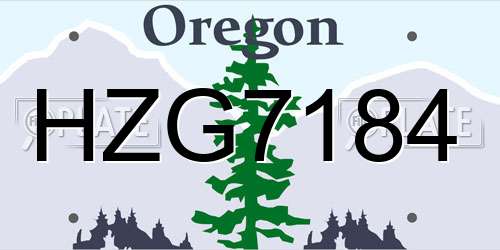HZG7184 Oregon License Plate