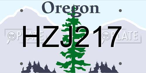 HZJ217 Oregon License Plate