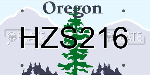 HZS216 Oregon License Plate