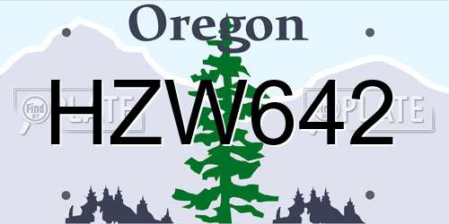 HZW642 Oregon License Plate