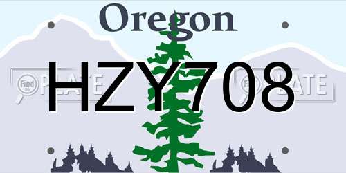 HZY708 Oregon License Plate