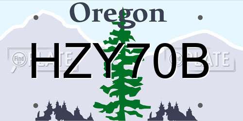 HZY70B Oregon License Plate