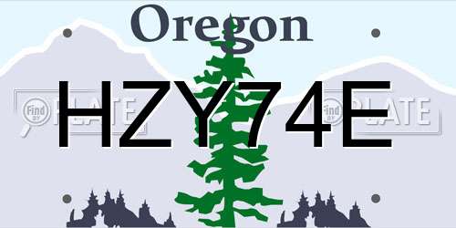 HZY74E Oregon License Plate