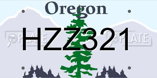 HZZ321 Oregon License Plate
