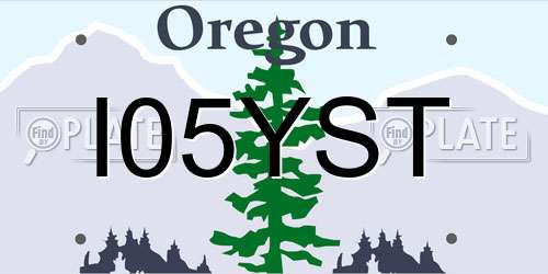 I05YST Oregon License Plate