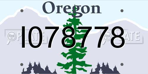 I078778 Oregon License Plate
