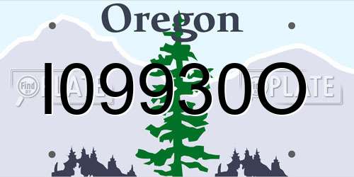 I09930O Oregon License Plate
