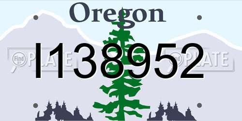 I138952 Oregon License Plate