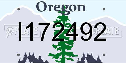 I172492 Oregon License Plate