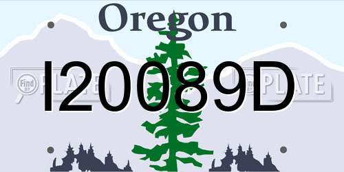 I20089D Oregon License Plate