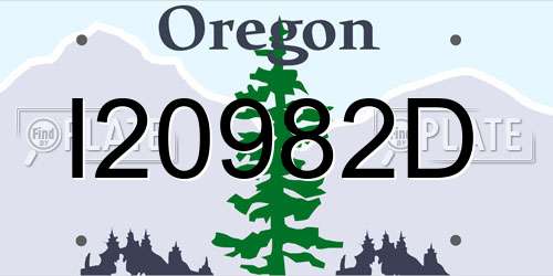 I20982D Oregon License Plate