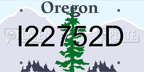 I22752D Oregon License Plate