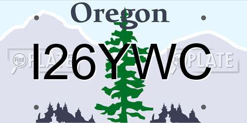 I26YWC Oregon License Plate