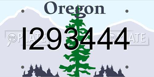 I293444 Oregon License Plate