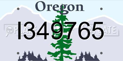 I349765 Oregon License Plate