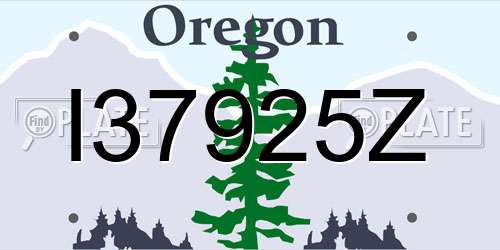 I37925Z Oregon License Plate