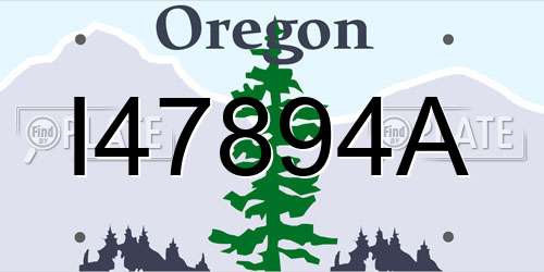 I47894A Oregon License Plate