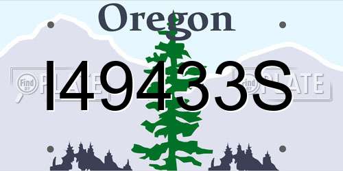 I49433S Oregon License Plate