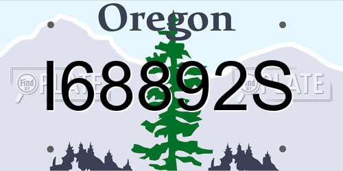 I68892S Oregon License Plate