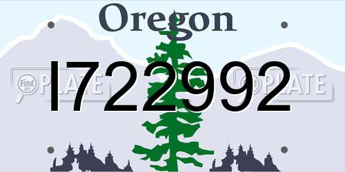 I722992 Oregon License Plate