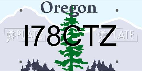 I78CTZ Oregon License Plate