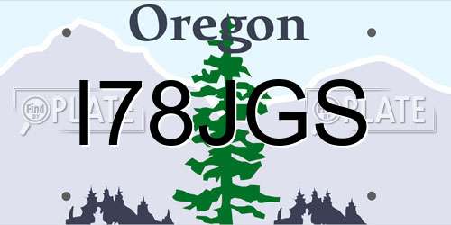I78JGS Oregon License Plate