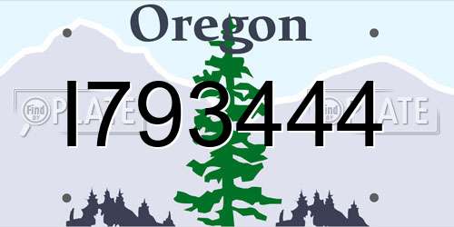 I793444 Oregon License Plate