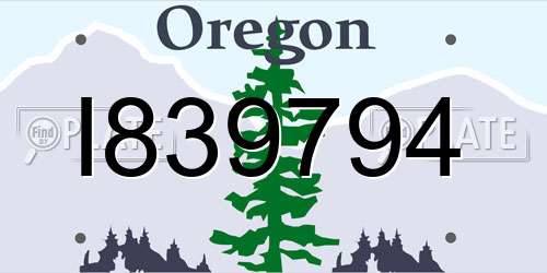 I839794 Oregon License Plate