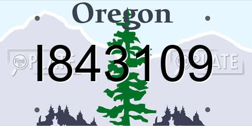 I843109 Oregon License Plate