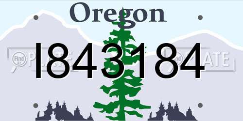 I843184 Oregon License Plate