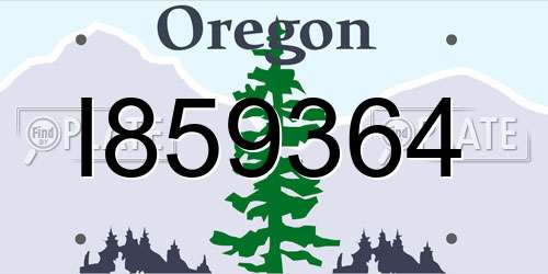 I859364 Oregon License Plate